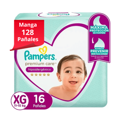 Manga 8 Pampers Premium Care Talla XG 16 un.