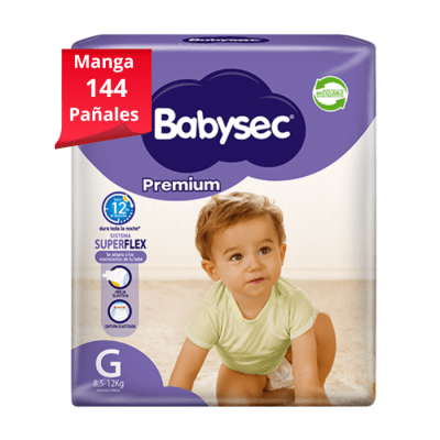 Manga 8 Paq. Babysec Premium Talla G 18 un.