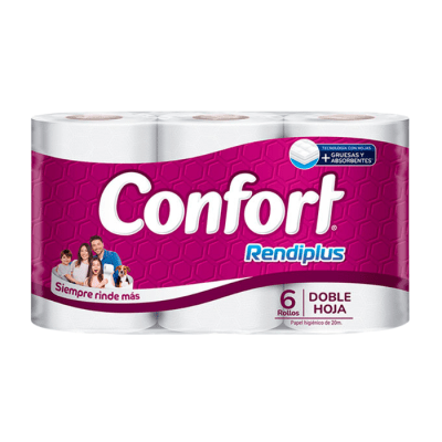 Papel Higiénico Confort  Doble Hoja 20 mt 6 rollos.