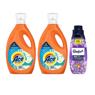 Pack 2 Detergente Líquido Ace Naturals Perfumante 1,8 L + 1 Suavizante Comfort Lavanda 500 ml.1
