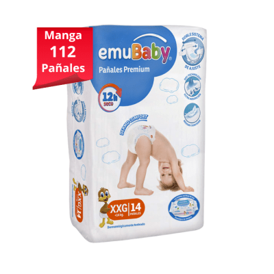 Manga 8 Paq. Emubaby Pañal Súper Premium Talla XXG 14 un.