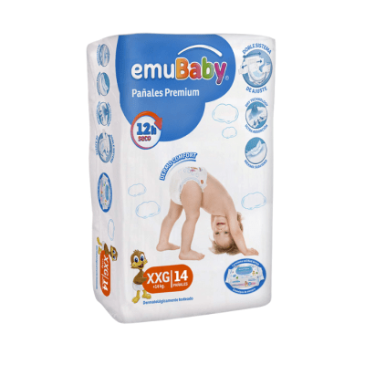 Pañales Emubaby Súper Premium Talla XXG 14 un.