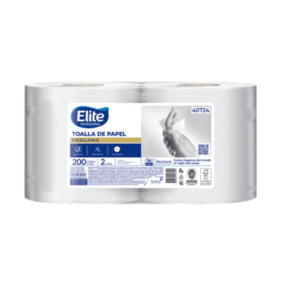 Toalla de Papel Industrial Elite Excellen Doble Hoja 2 Rollos 200 mt.1