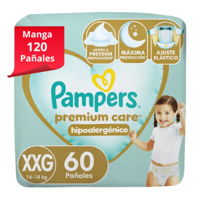 Manga 2 Paq. Pampers Premium care Talla XXG 60 UN
