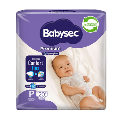 Pañales Babysec Premium Talla P 20 un1