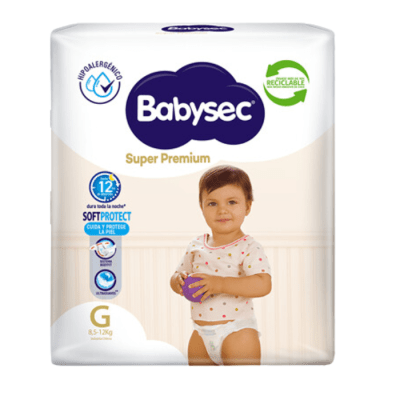 Pañales Babysec Super Premium Talla G 18 un.