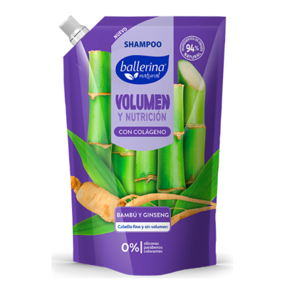 Shampoo Ballerina Volumen y Nutrición Colágeno Doypack 750 ml.1