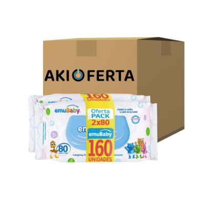 Caja 9 Paq. Toallitas Húmedas Emuwipes Premium 2x80 un.
