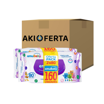 Caja 12 Paq. Toallitas Húmedas Emuwipes Superior 2x80 un.