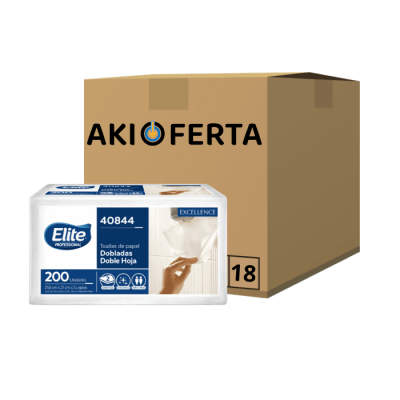 Caja 18 Toallas Interfoliada Elite Doble Hoja 200 un.