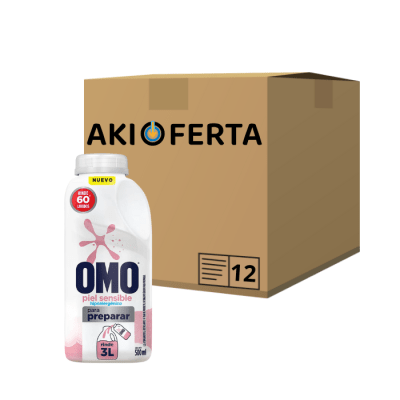 Caja 12 Un. Detergente Líquido Omo para Diluir Piel Sensible 500 ml.