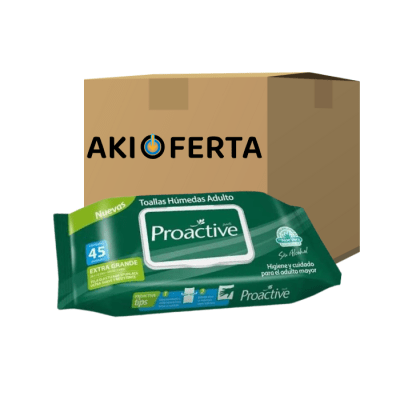 Caja 6 Paq. Toallas Húmedas Adulto Proactive 45un1