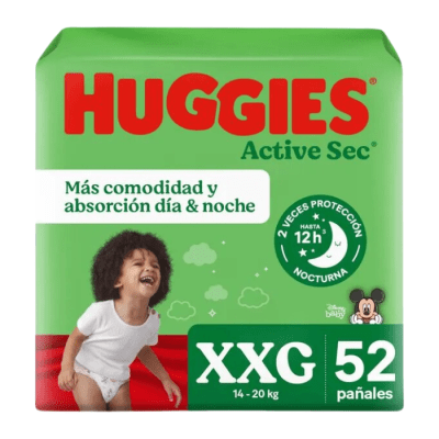 Pañales Huggies Active Sec Talla XXG 52 un.