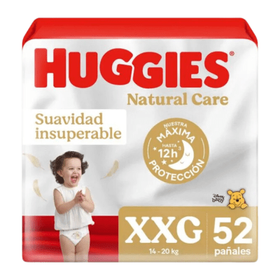 Pañales Huggies Natural Care Talla XXG 52 un.