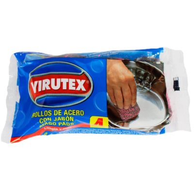 Rollos de Acero Virutex Con jabón Mago Pads 4 Un.