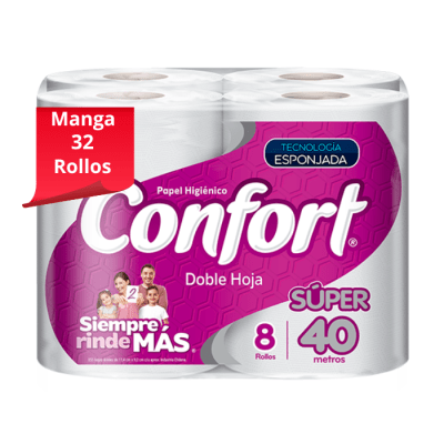 Manga Papel Higiénico Confort Doble Hoja 40 mt 32 Rollos.