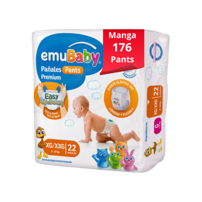 Manga 8 Paq. Emubaby Pants Premium Talla XG/XXG 22 un.