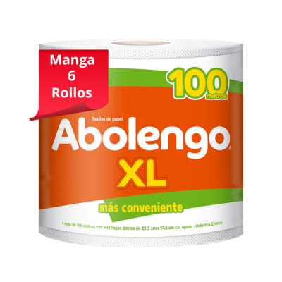 Manga Toalla de Papel Abolengo 100 mt 6 Rollos.