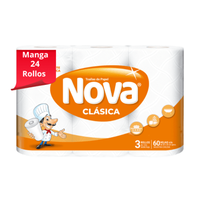 Manga Toalla de Papel Nova Clásica 12 mt 24 Rollos.