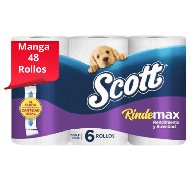 Manga Papel Higiénico Scott Rindemax 22 mt 48 Rollos.