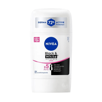 Desodorante Barra Nivea Mujer Black & White Clear 54 g.1