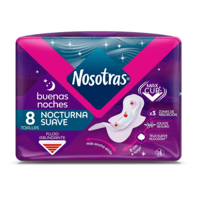 Toallas Higiénica Nosotras Buenas Noches Suave 8 un.