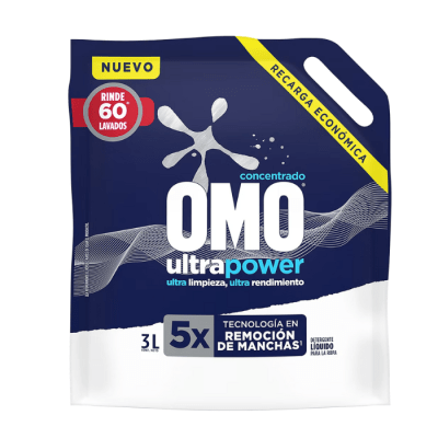 Detergente Líquido Omo Ultra Power Doypack 3 L.