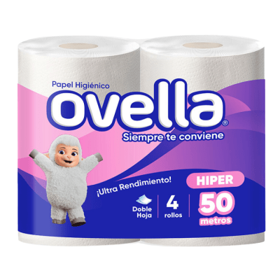 Papel Higiénico Ovella Doble Hoja 50 mt 4 rollos.1