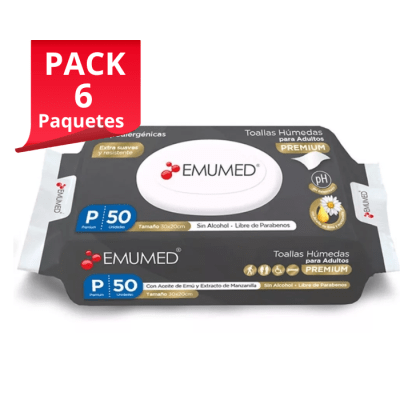 Pack 6 Paq. Toallas Humedas Emumed Adulto 50 un