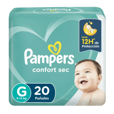 Pañales Pampers Confort Sec Talla G 20 un.