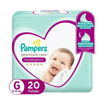 Pañales Pampers Premium Care Talla G 20 un.