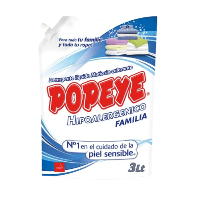 Detergente Líquido Popeye Hipoalergénico Familia Doypack 3 L.1