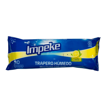 Trapero Húmedo Impeke Multiuso Con Ojal Limón 10 Un.