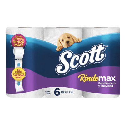 Papel Higiénico Scott Rindemax 22 mt. 6 rollos.