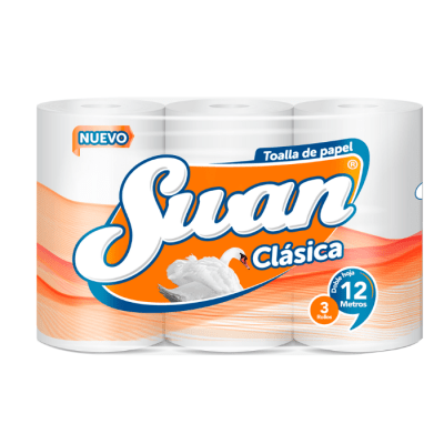 Toalla de Papel Swan 12 mt 3 rollos.