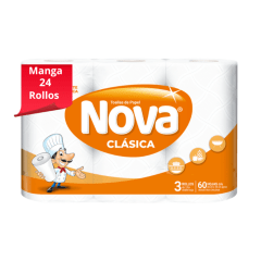 Manga Toalla de Papel Nova Clásica 12 mt 24 Rollos.