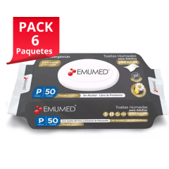Pack 6 Paq. Toallas Humedas Emumed Adulto 50 un