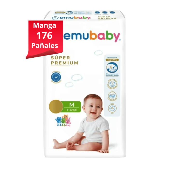 Manga 8 Paq. Emubaby Pañal Súper Premium Talla M 22 un.2