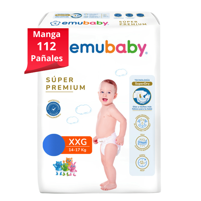 Manga 8 Paq. Emubaby Pañal Súper Premium Talla XXG 14 un.2