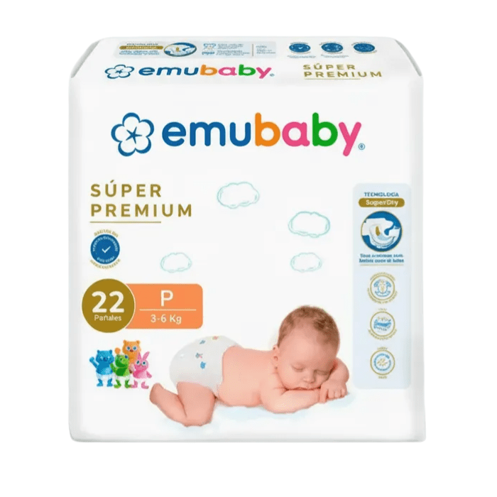 Pañales Emubaby Súper Premium Talla P 22 un.2
