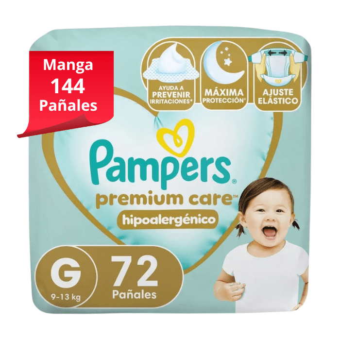 Manga 2 Paq. Pampers Premium care Talla G 72 UN 0