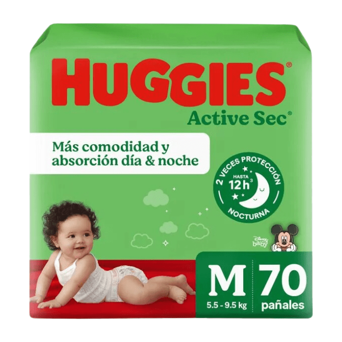 Pañales Huggies Active Sec Talla M 70 un. 0
