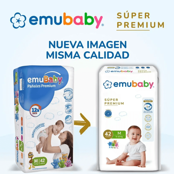 Manga 8 Paq. Emubaby Pañal Súper Premium Talla M 22 un.3