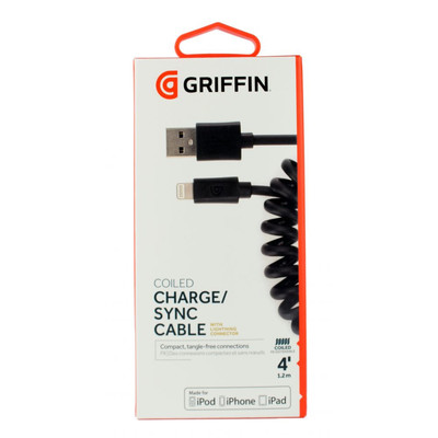 Cable Lightning enroscado negro 120 cm. de Griffin Cable Lightning enroscado negro 120 cm. de Griffin