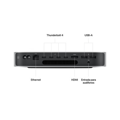 Mac mini  M2 Pro con CPU de 10 núcleos , GPU de 16 núcleos, 16 GB de RAM y SSD de 512 GB