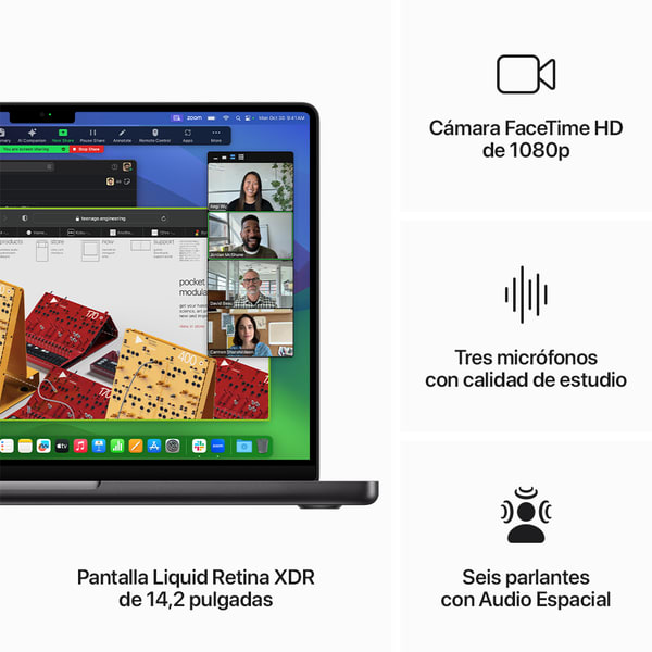 MacBook Pro 14.2, M3 Max, CPU 14C, GPU 30C, 36GB RAM , 1TB Negro