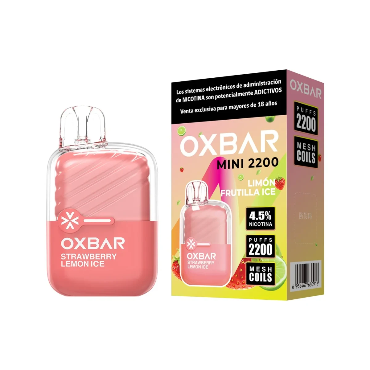 Vaporizador mini 2200puff limon frutilla ice Oxbar1