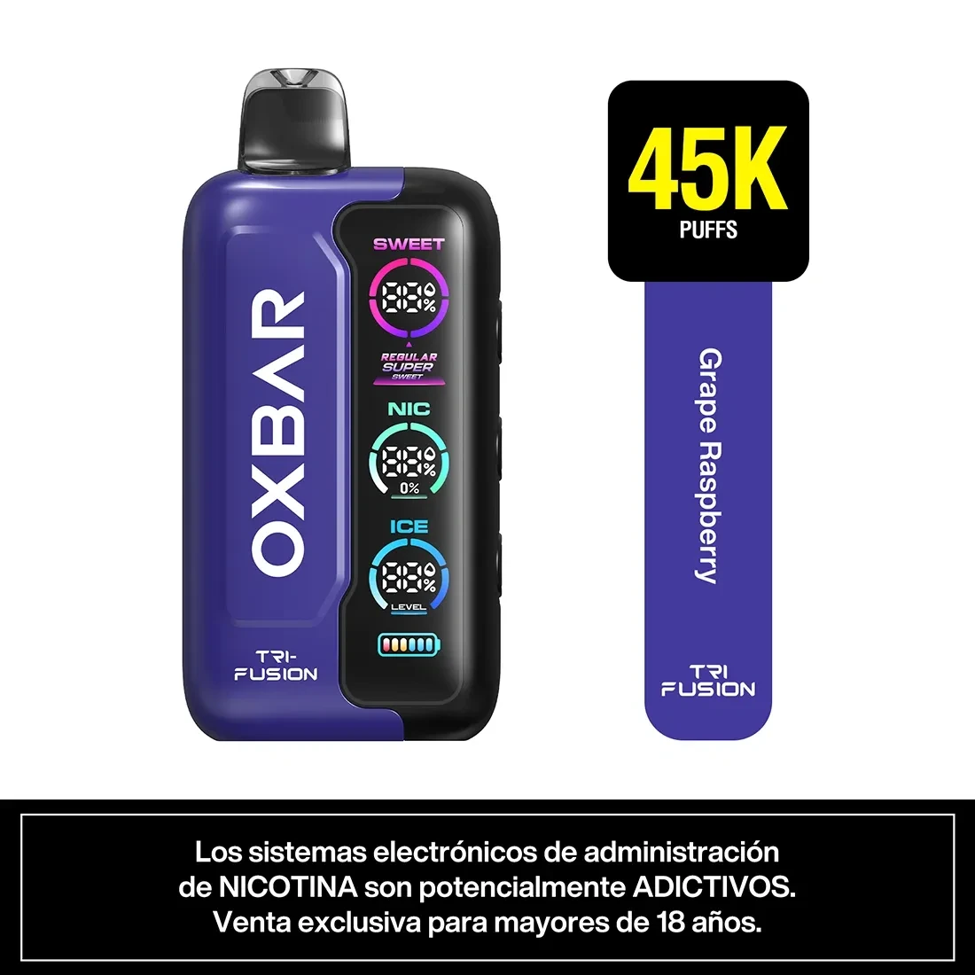 Vaporizador trifusion 45000puff grape rasberry Oxbar1