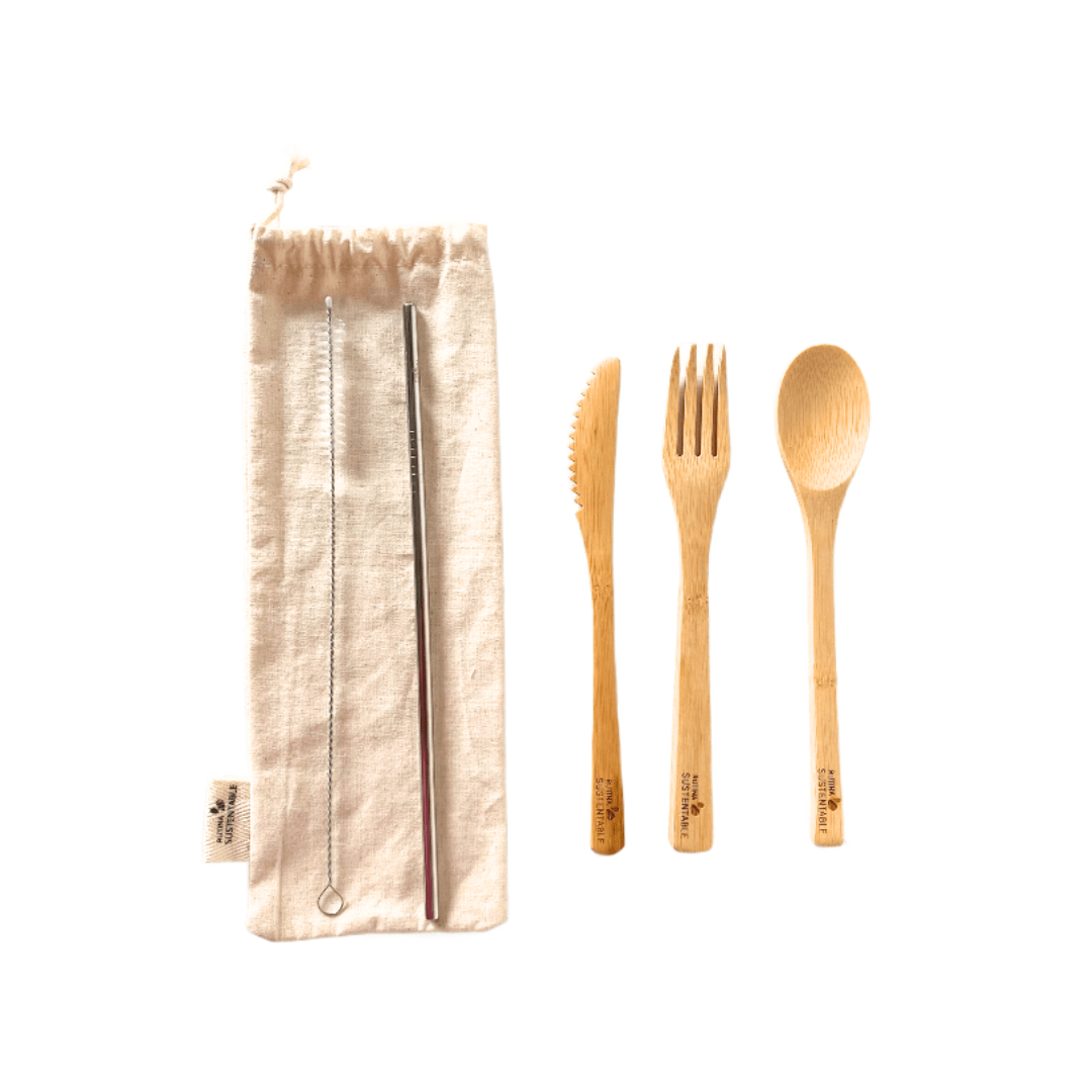 Kit cubiertos reutilizable + bombilla 6 mm + cepillo plástico1