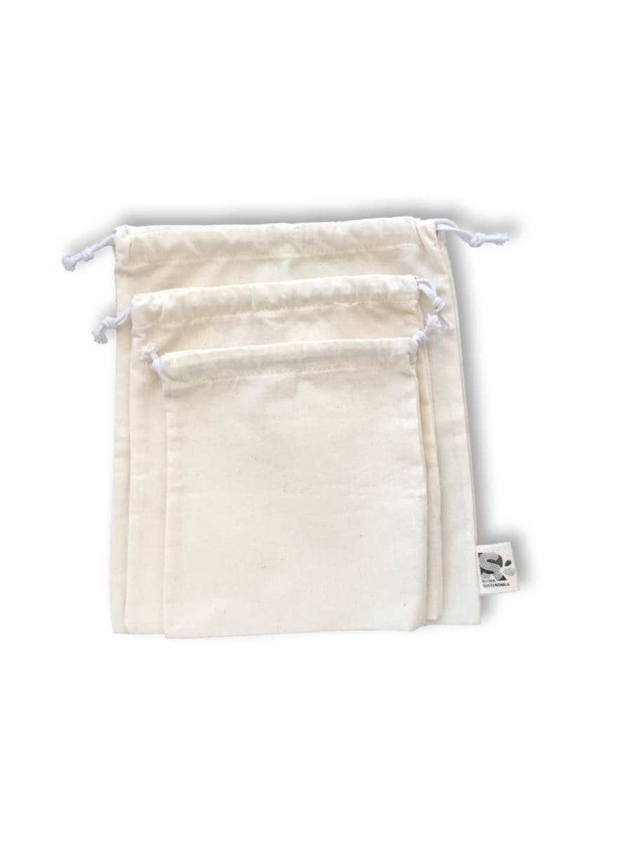 Pack 3 bolsas reutilizables de algodón crudo1
